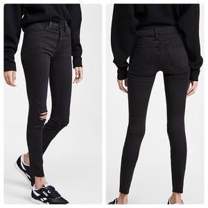 Frame Denim Le High Skinny Crop Raw Hem Women’s Jeans Distressed Black Size 25.